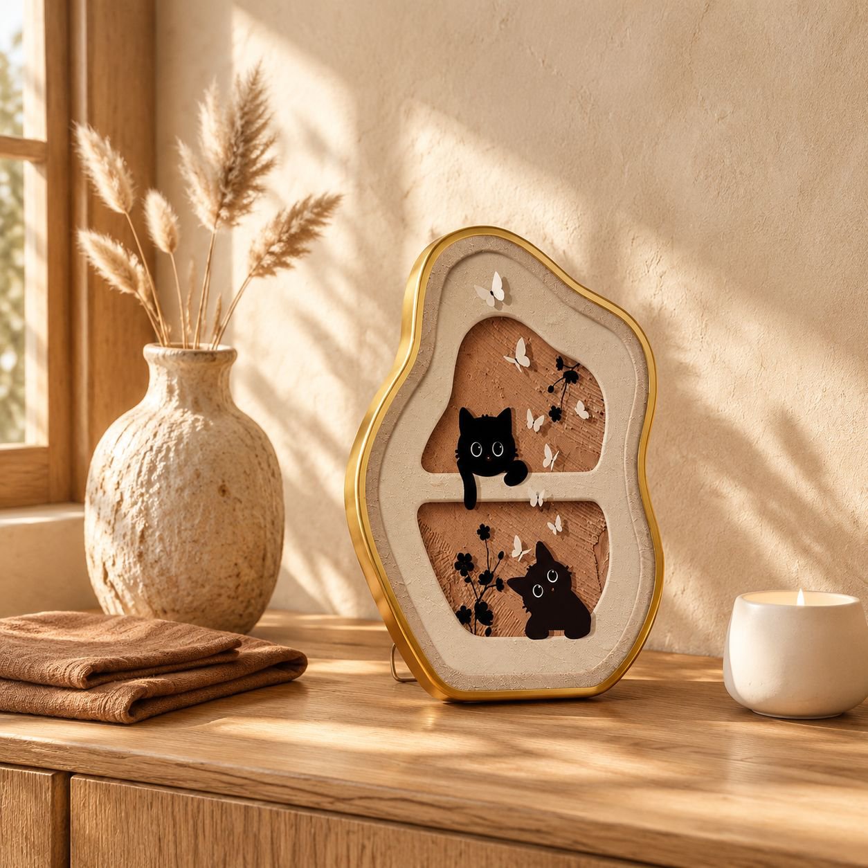 Cuadro decorativo de estilo crema para mesa o pared