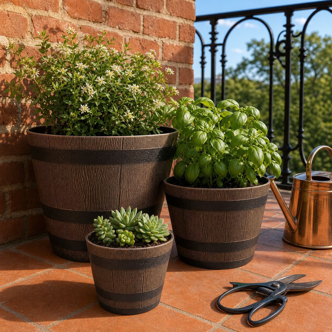 Outdoor Thickened Plastic Wooden Tub Flower Pot