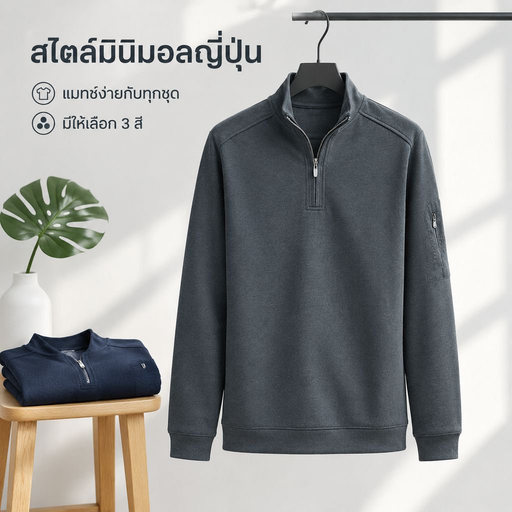 เสื้อสเวตเตอร์ลำลองสไตล์ญี่ปุ่นสำหรับผู้ชาย ฤดูใบไม้ผลิ/ฤดูใบไม้ร่วง