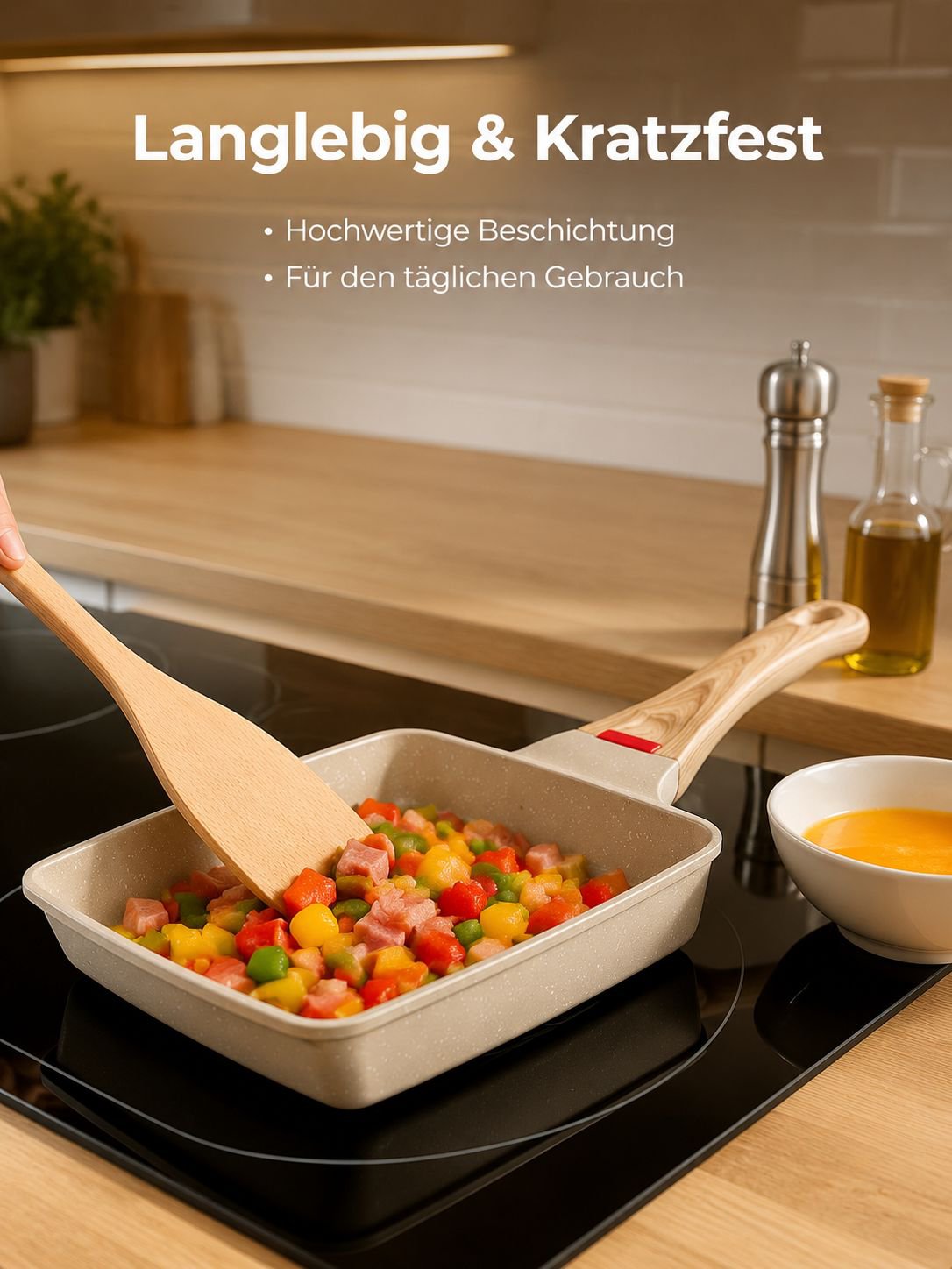 Tamagoyaki Pfanne in moderner Küche verwendet