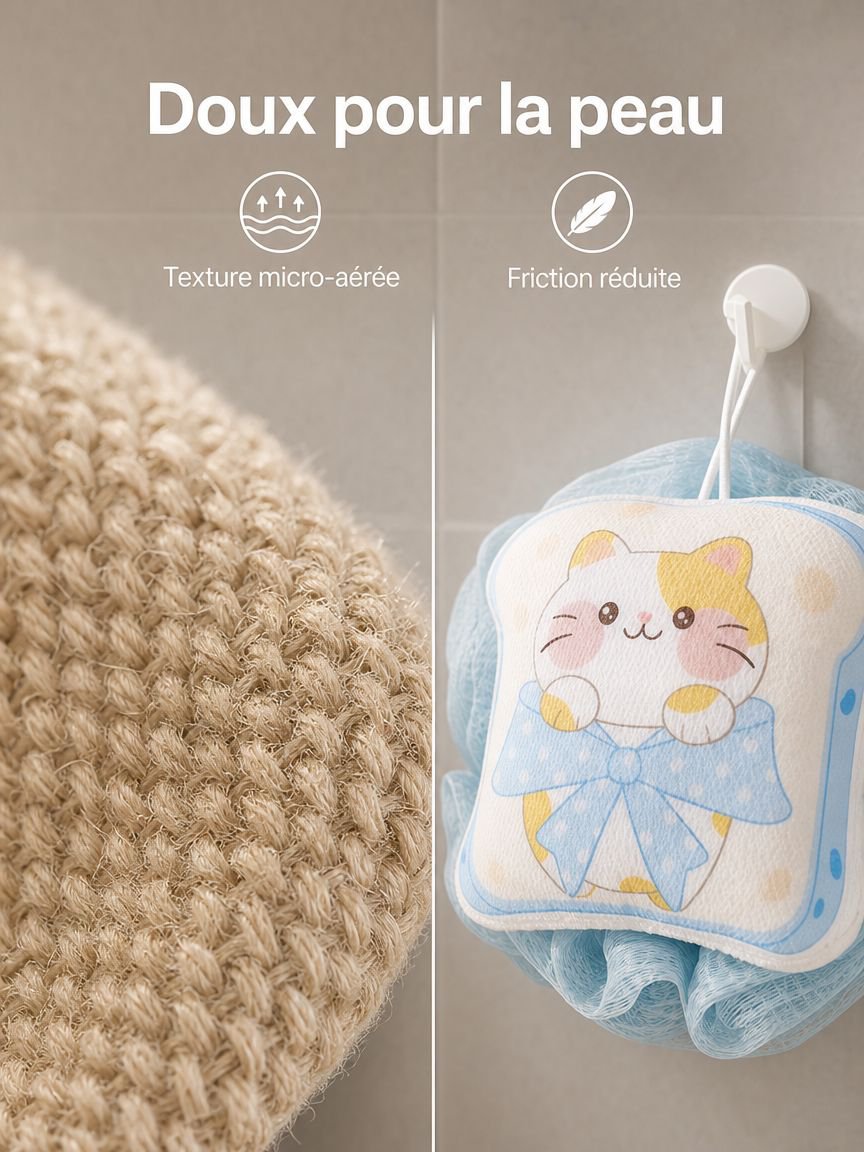 Accessoire de bain 2-en-1 pour une peau lisse et propre
