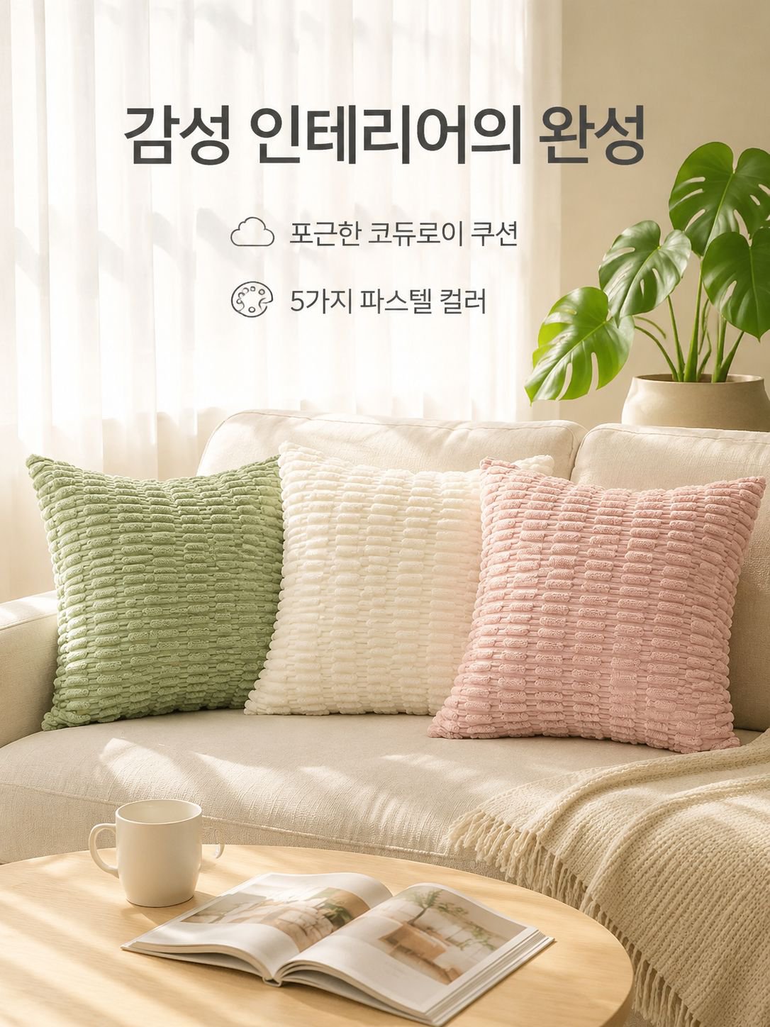 폭발적인 내장 입체 무늬 코듀로이 쿠션