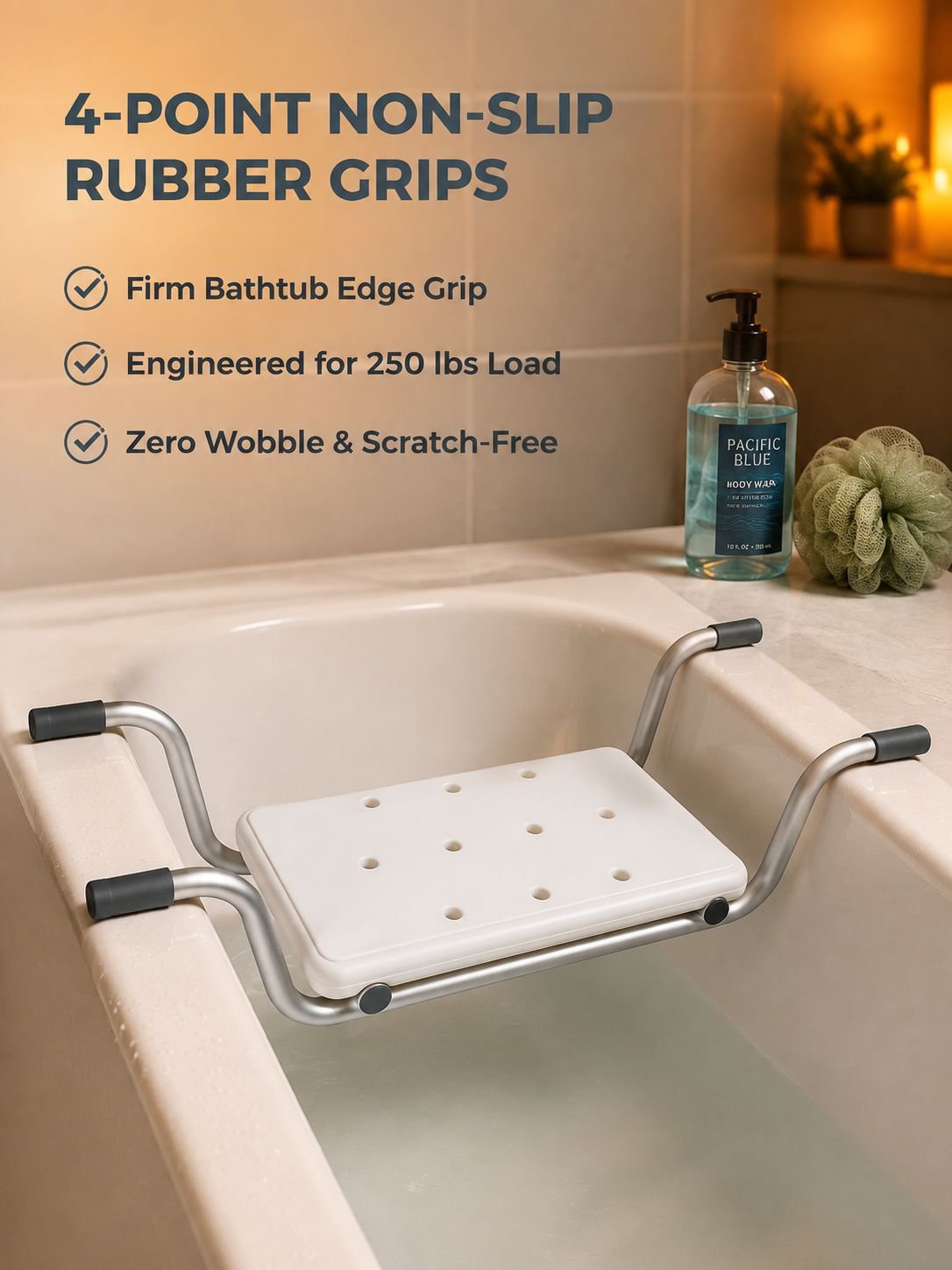 Non-Slip Bath Seat and Storage Shelf for Elderly, Pregnant Women, and Children