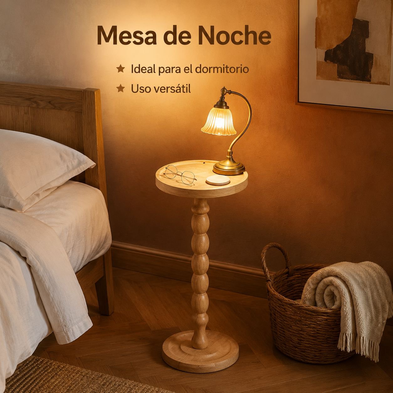 Mesa auxiliar de madera maciza de estilo retro americano