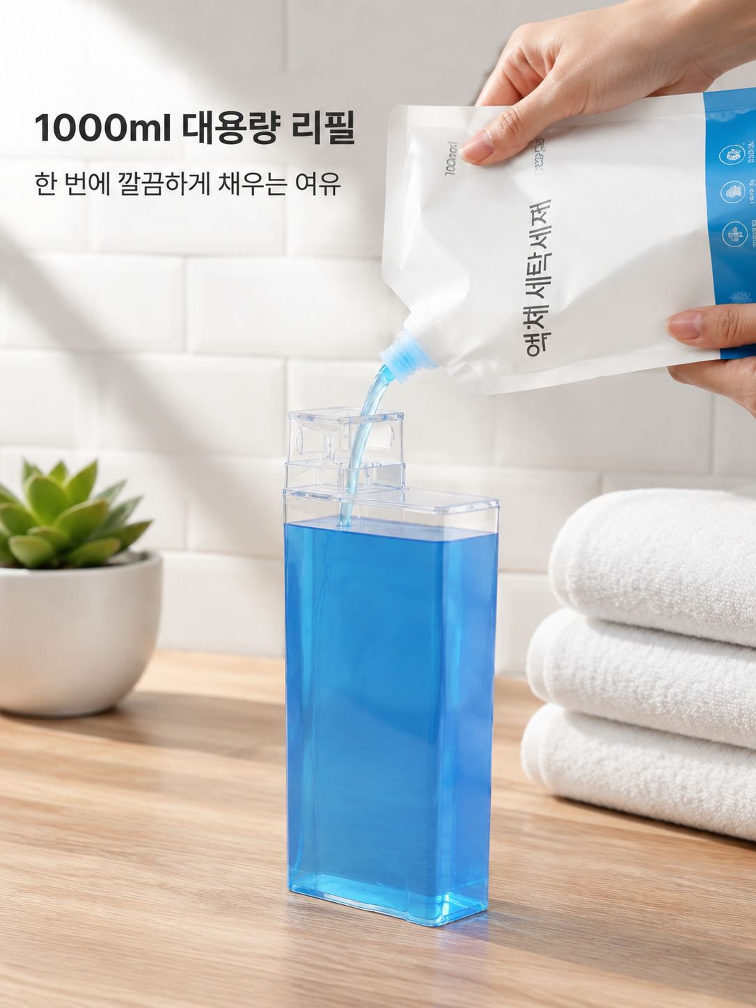 밀봉링 틈새 수납 홈 디자인 리필용 심플 세제 병