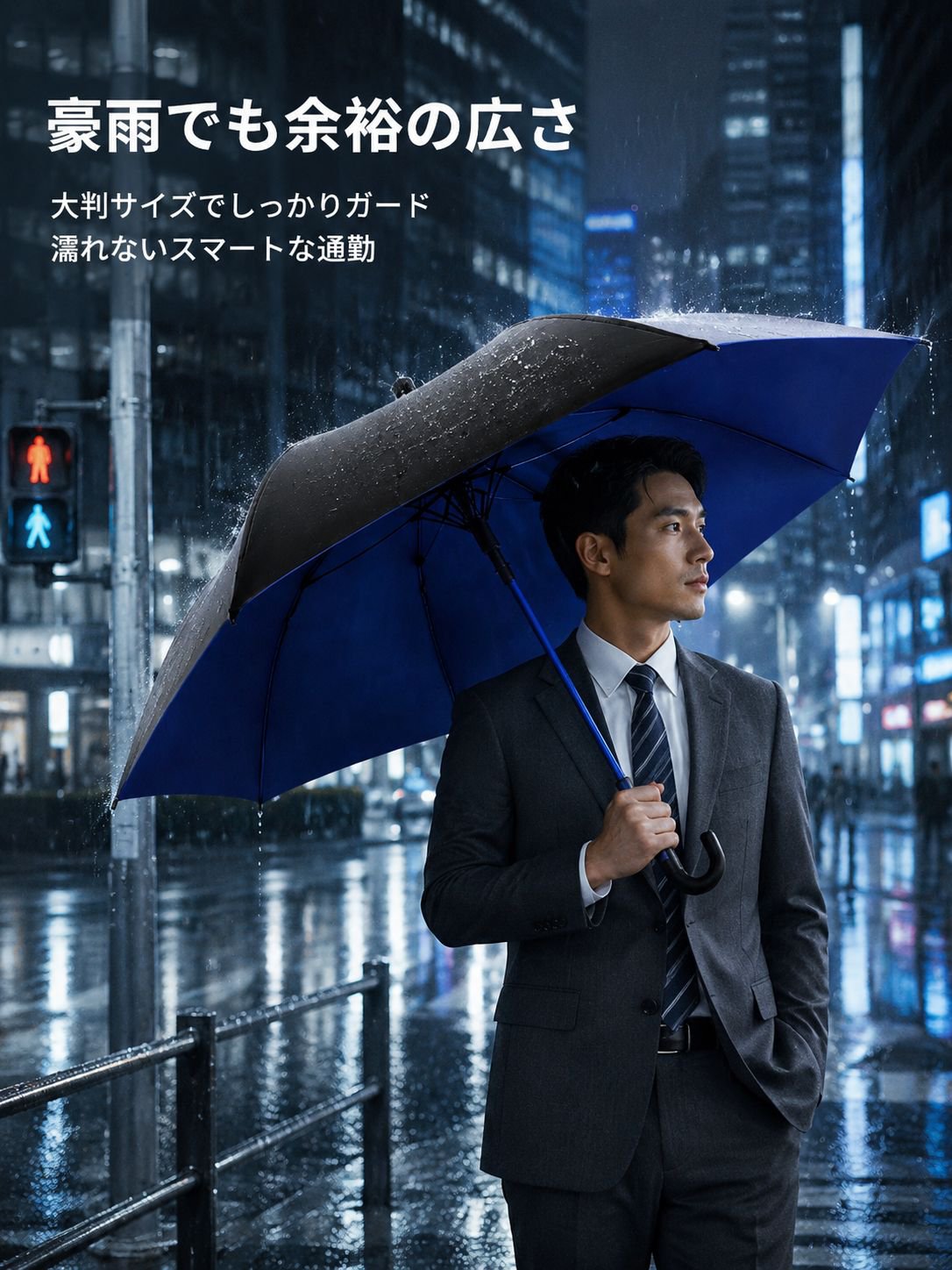 二人用大型防水ゴルフ長傘の全体画像