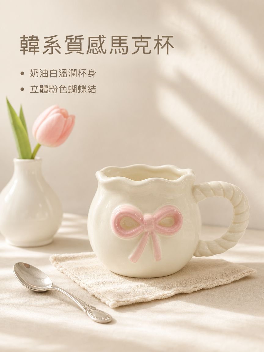 創意手工蝴蝶結陶瓷杯