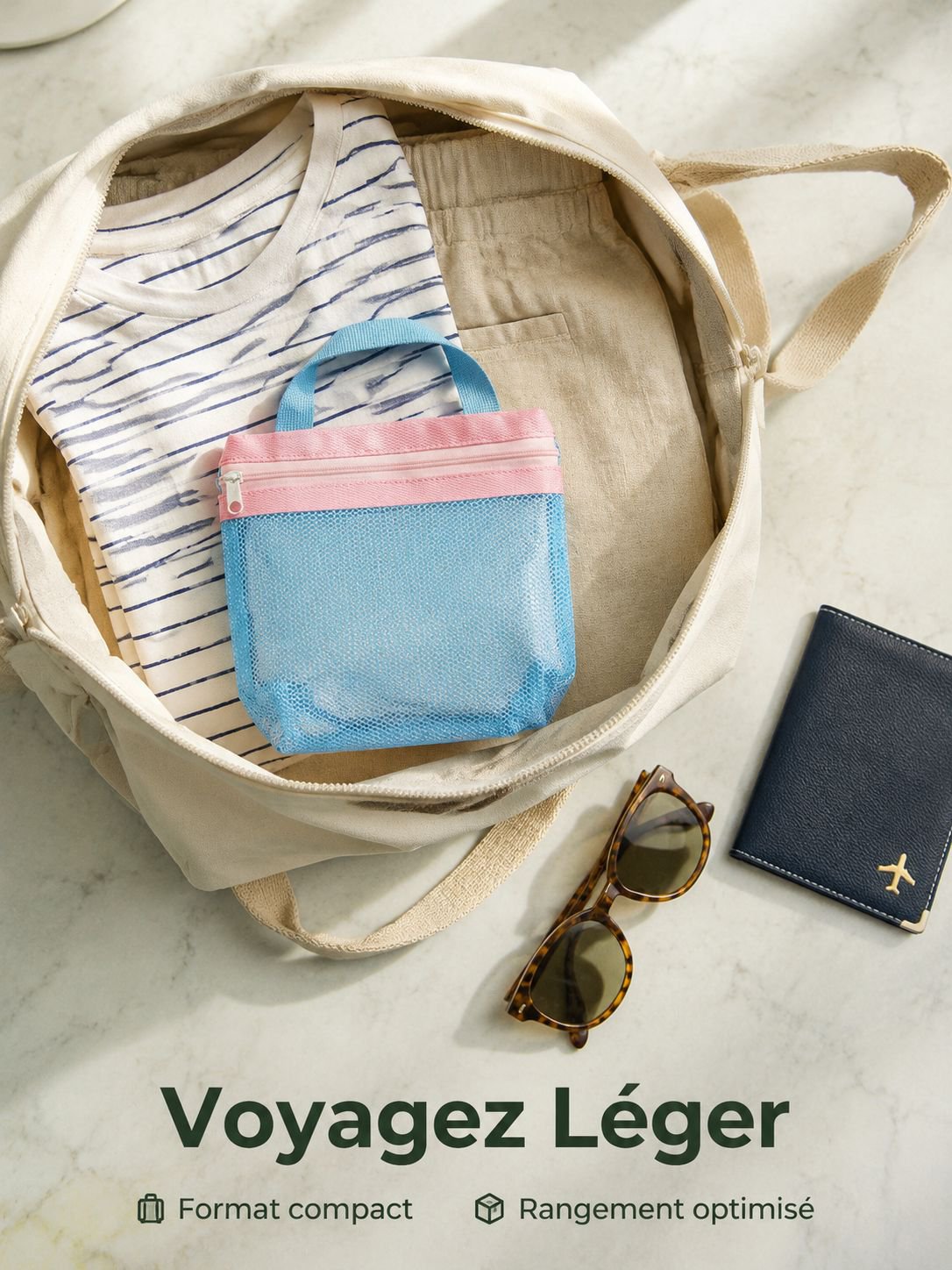 Trousse de toilette portable imperméable à mailles