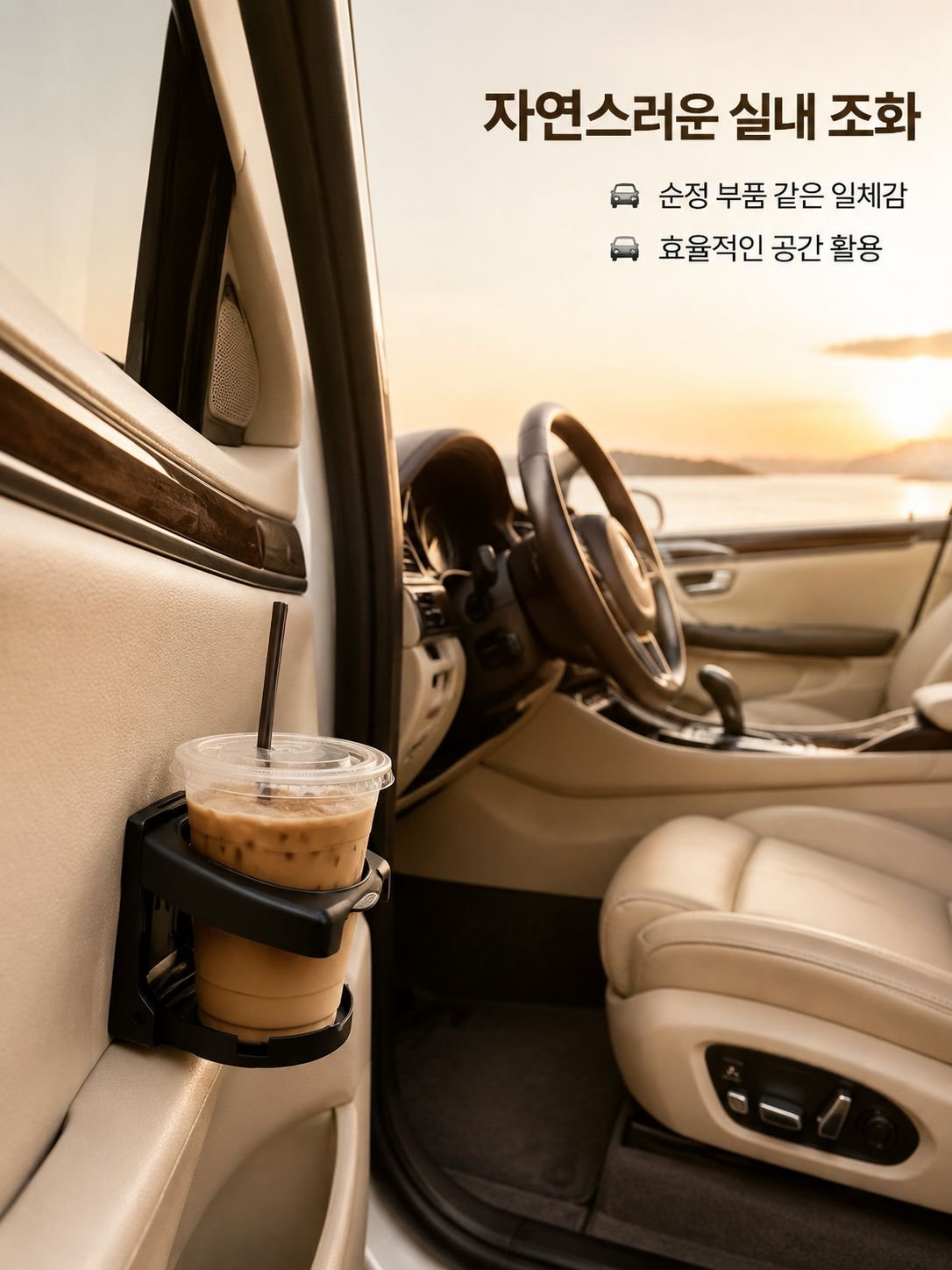 다양한 크기의 음료를 수납할 수 있는 컵홀더