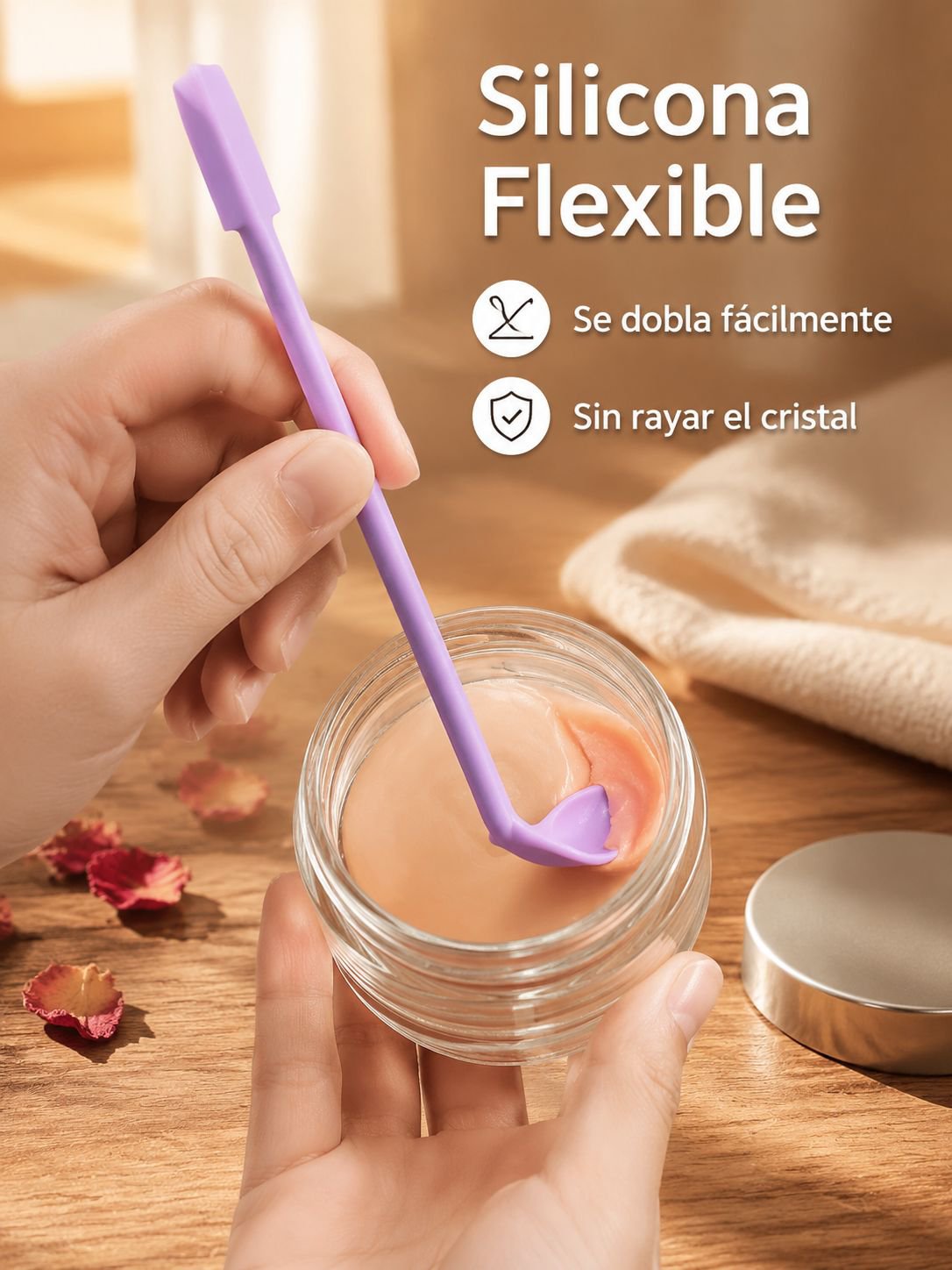 Cucharita mini de silicona para cremas, lociones y productos corporales
