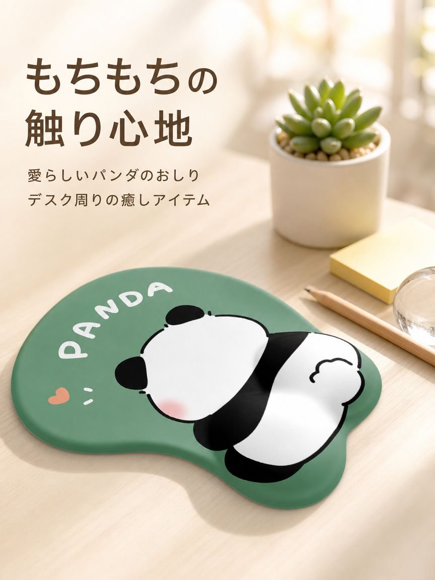 かわいいおしりパンダのリストレスト付きマウスパッド シリコンパッド