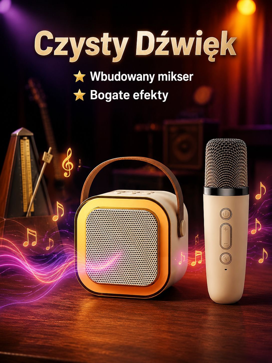 Bezprzewodowy mikrofon karaoke all-in-one do domu