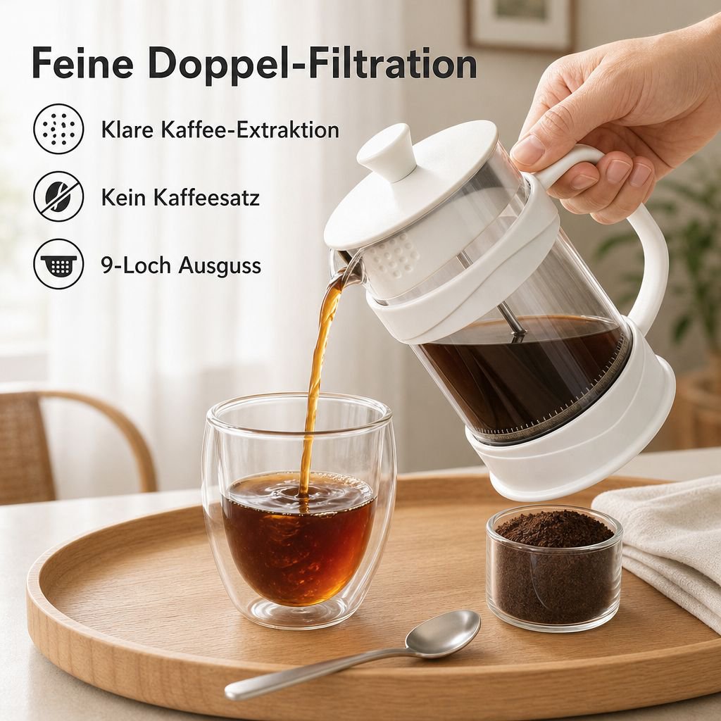 French Press Glas Kaffeebereiter Stempelkanne Manuell Kaffeepresse Teebereiter