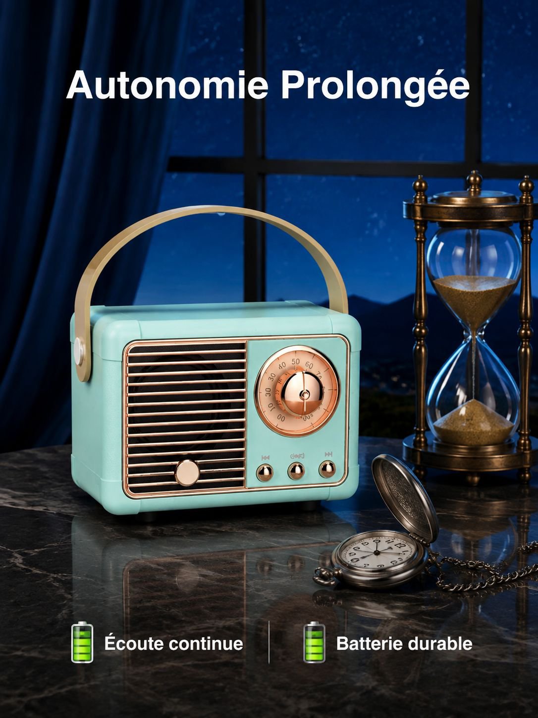 Enceinte Bluetooth portable au design rétro radio créatif