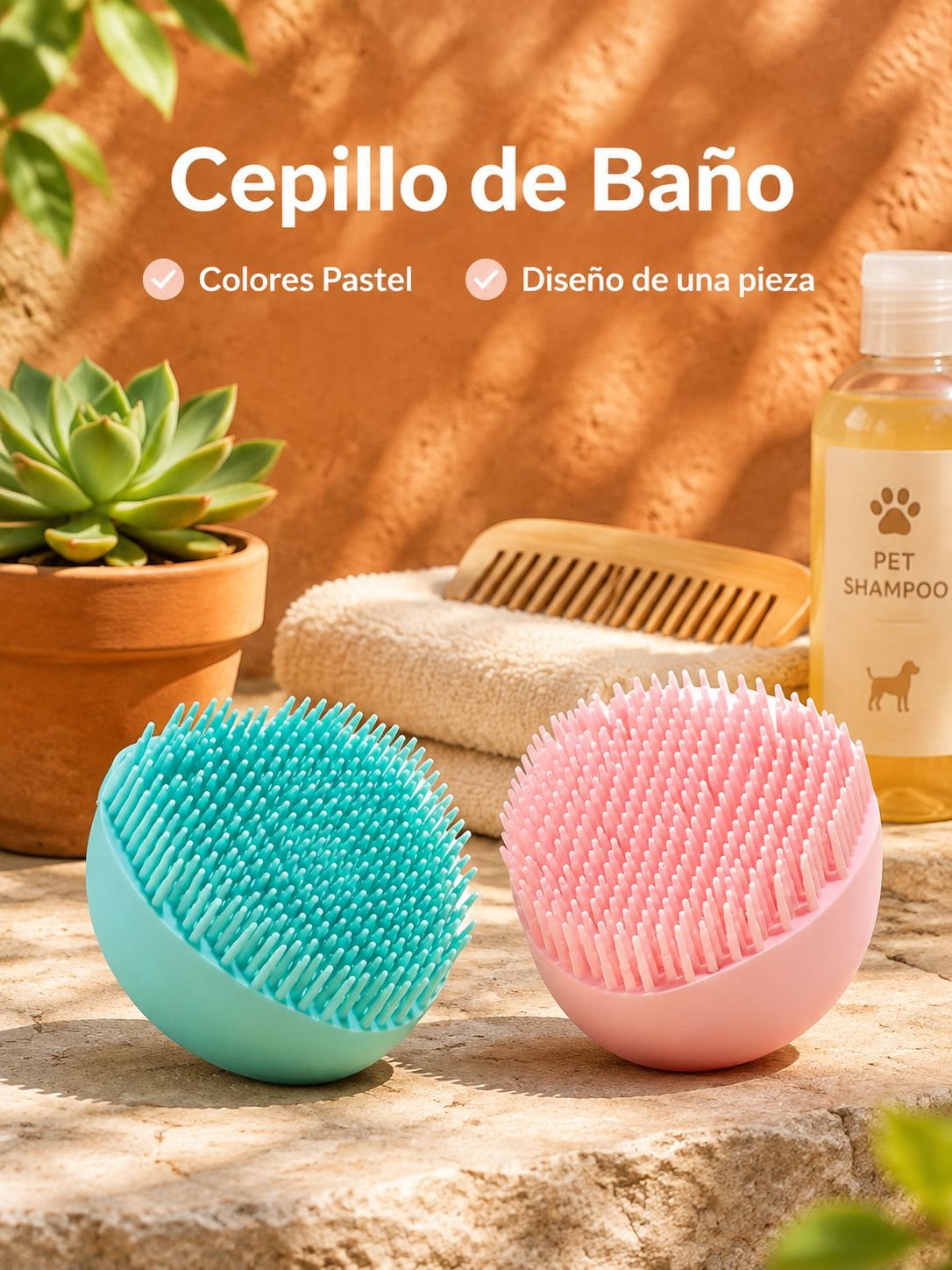 Cepillo de baño de silicona para mascotas, limpieza y masaje