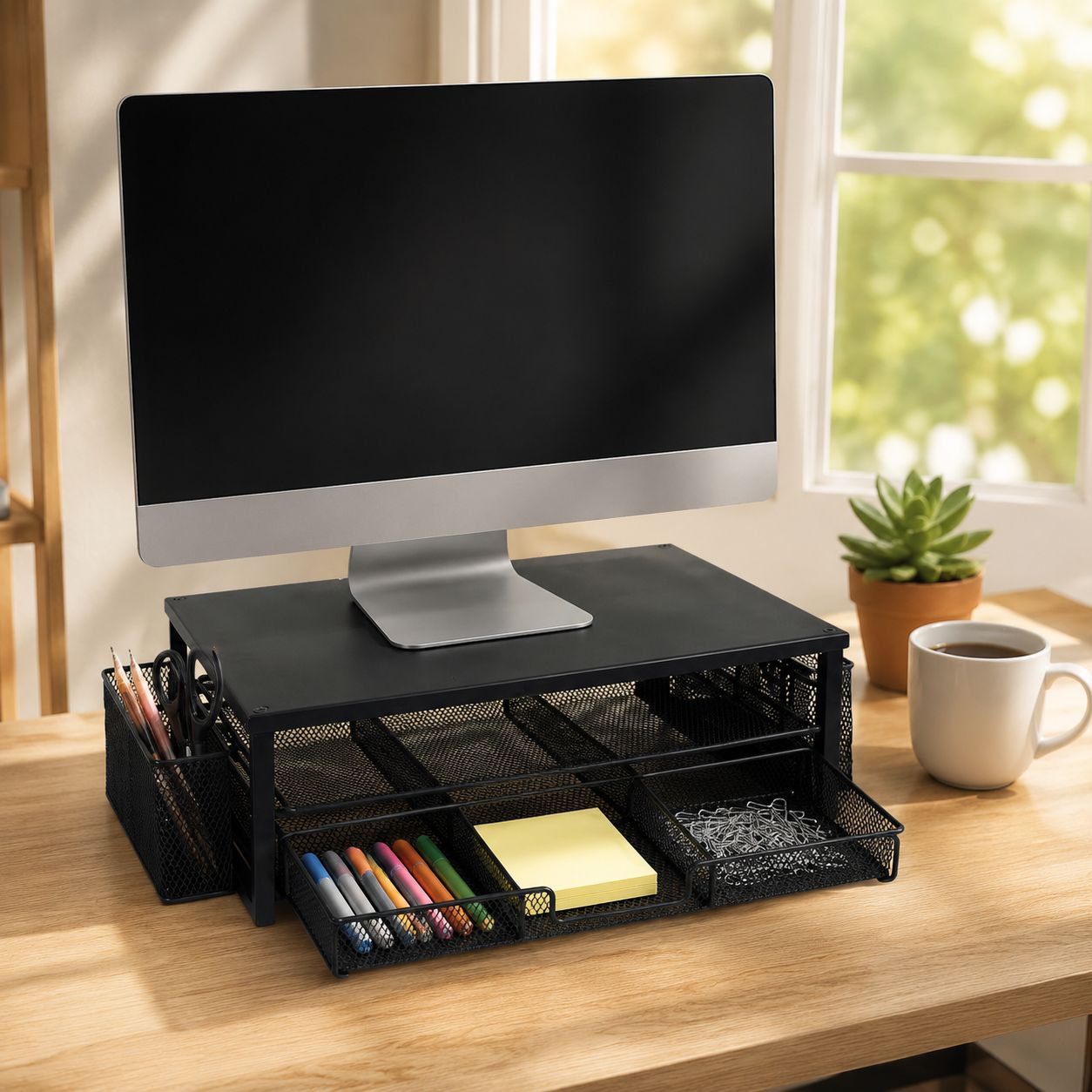 Two-Tier Desk Organiser with Drawer