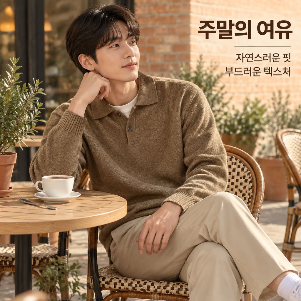 남성 F/W 루즈핏 카라 폴로넥 무지 니트 스웨터