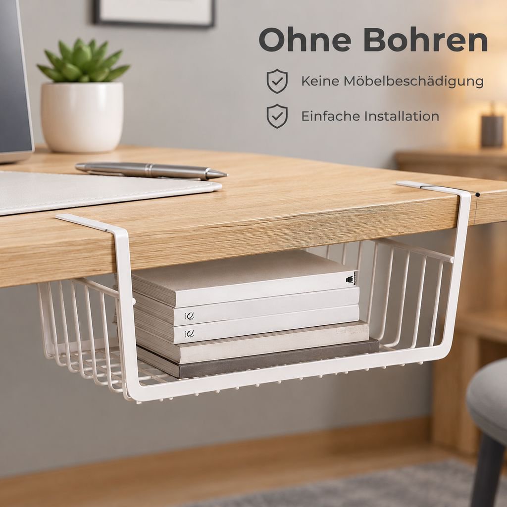 Hängekorb Unterbauregal Schrank Hängeablage Organizer Drahtkorb für Schreibtisch