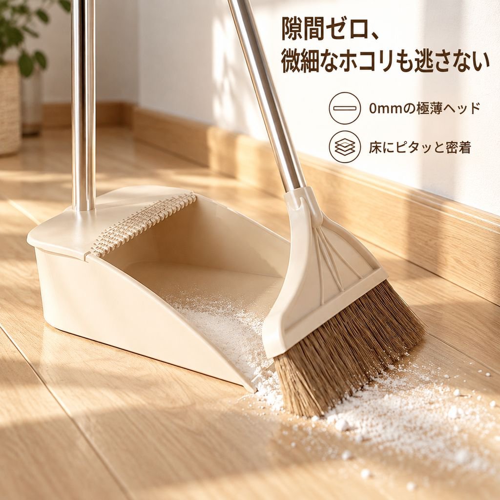 ステンレスハンドルほうき＆ちりとりセット