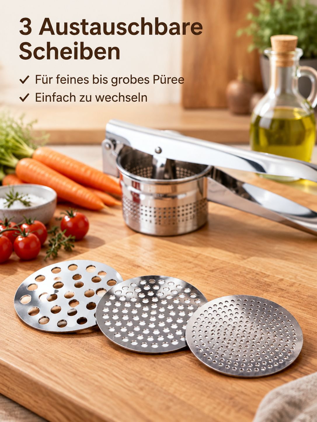 Manueller Kartoffelstampfer aus Edelstahl Multifunktionaler Stampfer & Fruchtpresse