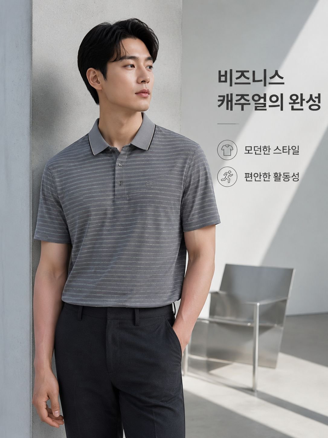 헴라인 칼라 반팔 남자 티