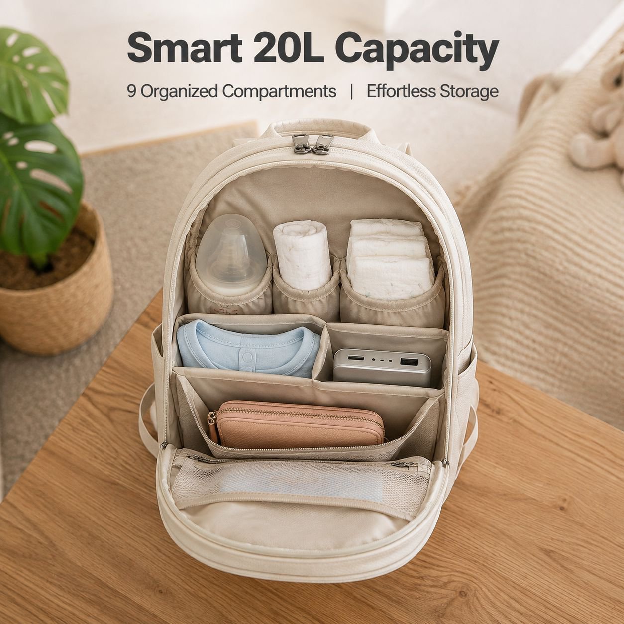 Multifunctional Large Capacity Soft Leather Mommy Backpack and Handbag