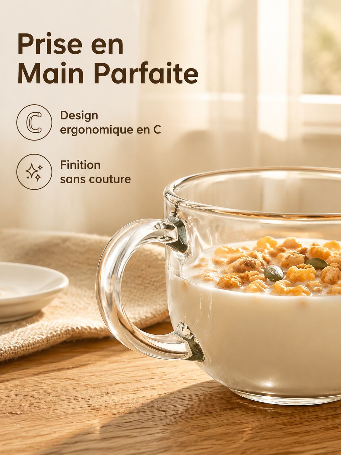Verre moderne avec grande capacité, adapté aux amateurs de repas sains
