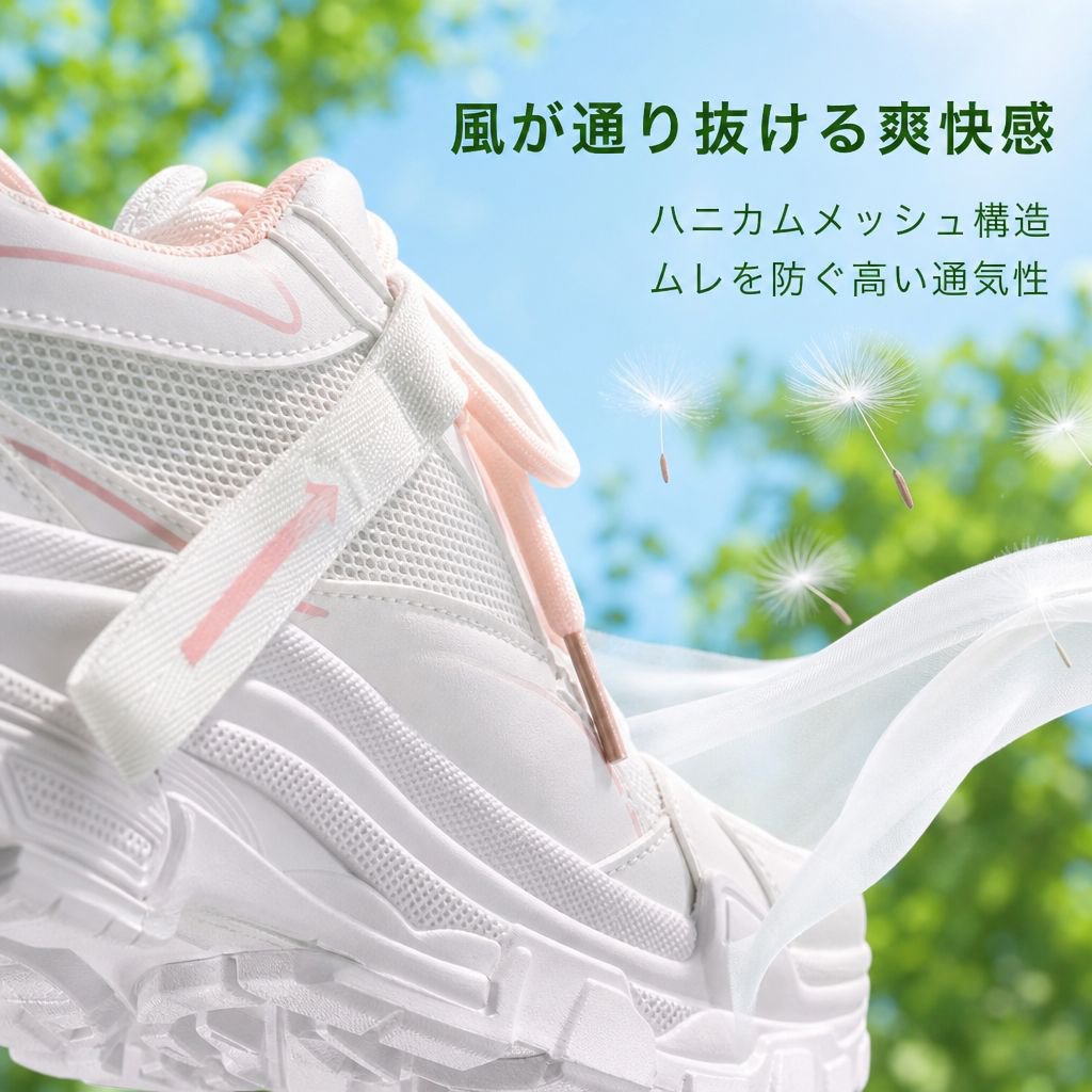レディース 厚底 ソフトレザー スポーツ ホワイト ダッドスニーカー