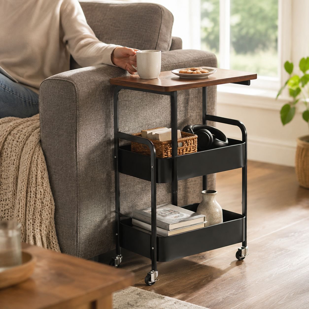 Simple Multi-layer Snack Storage Trolley for Bedroom and Living Room