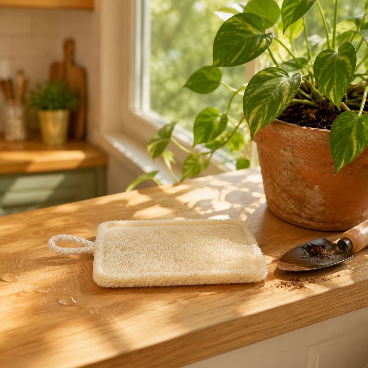 Non-toxic wood pulp cotton sponge for safe kitchen cleaning