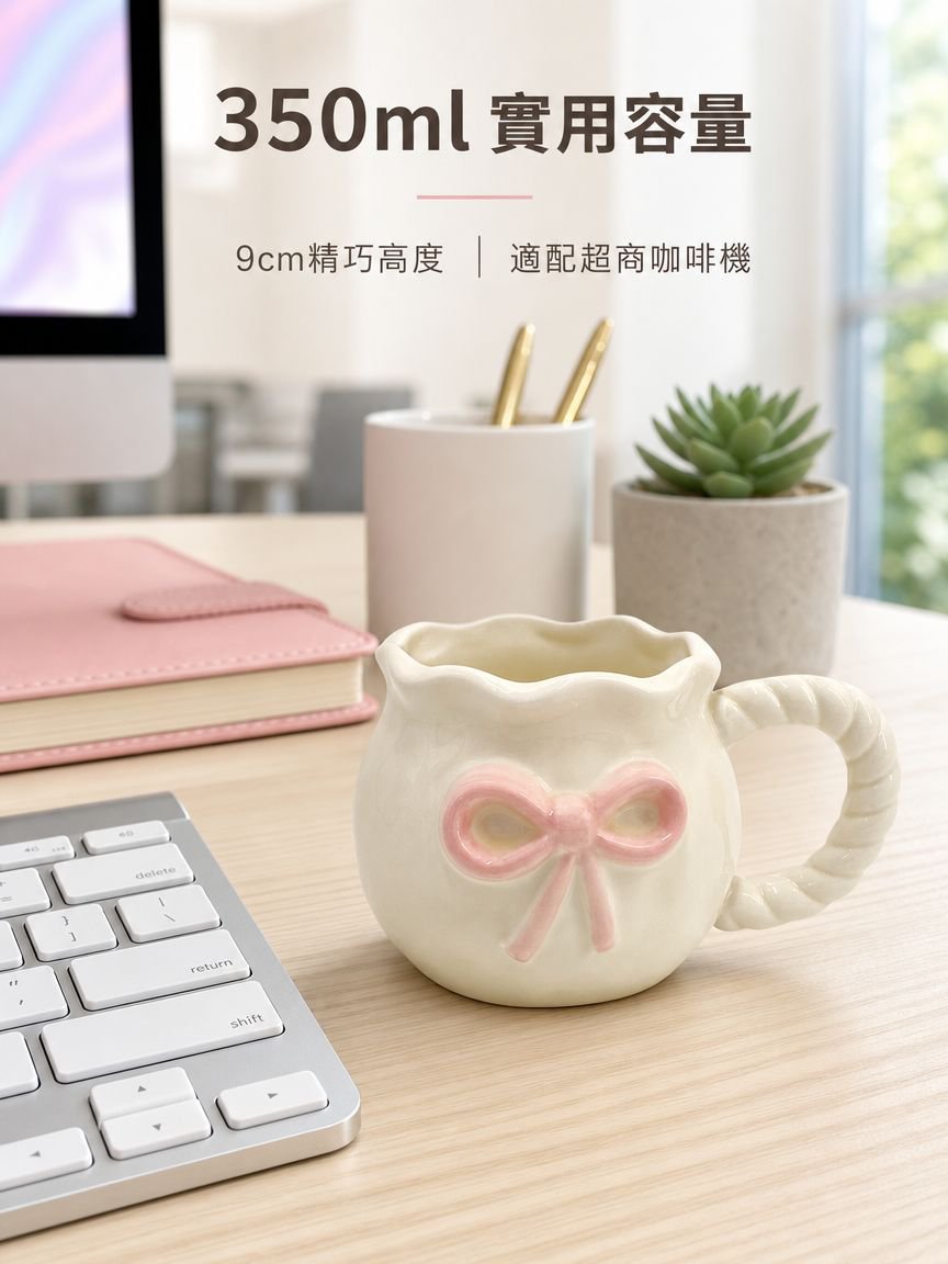 創意手工蝴蝶結陶瓷杯
