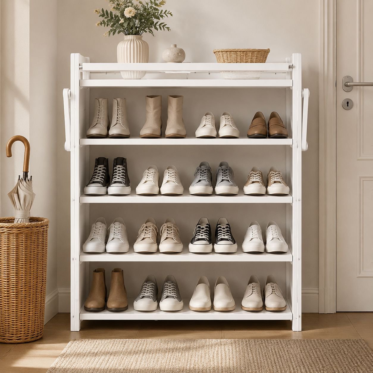 Clear acrylic shoe organizer with foldable design