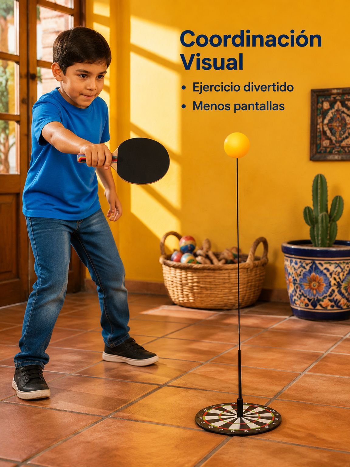 Entrenador de ping pong con eje flexible