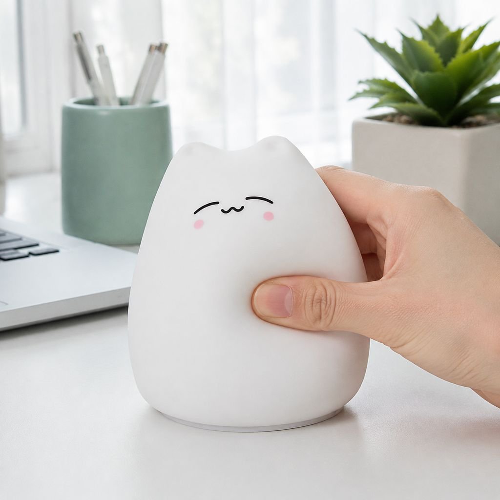 LED Cartoon Silicone Tap Night Light, Creative Table Lamp for Kids Room