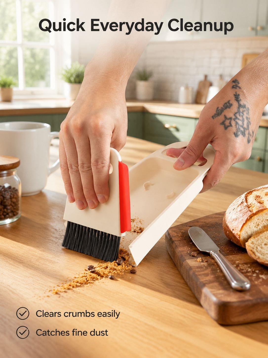 Desktop mini cleaning tool set, includes small broom, dustpan, and cleaning shovel