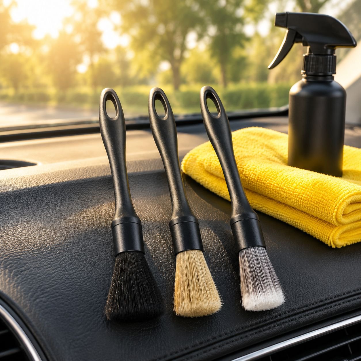 Car Cleaning Tool Set, Soft Bristle Detailing Brush 3pcs