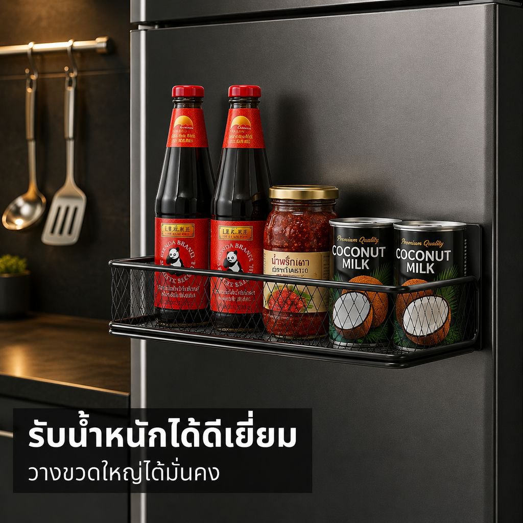 ชั้นวางของในครัวแบบแม่เหล็ก ไม่ต้องเจาะผนัง