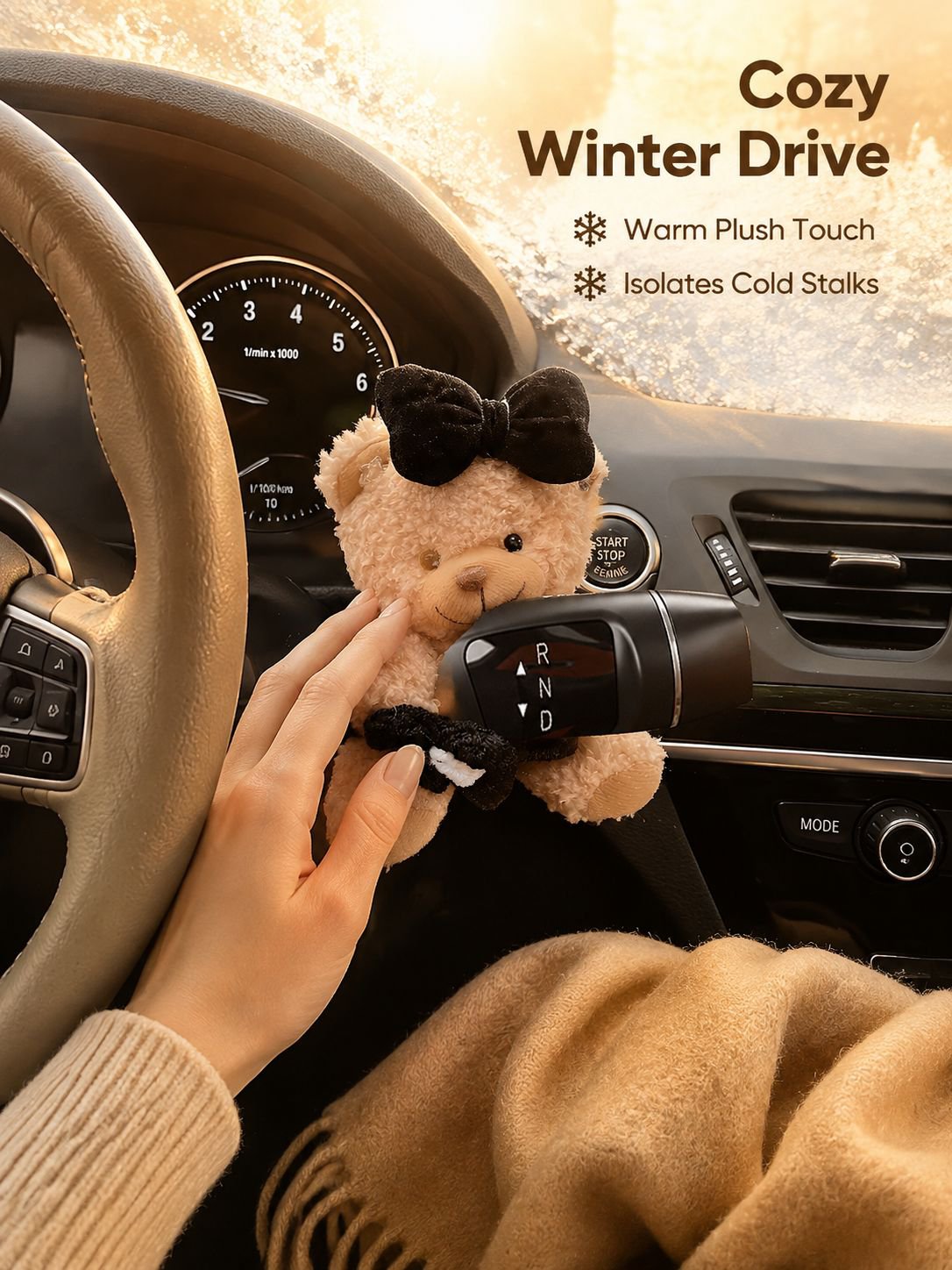 Cute bear-shaped gear shift lever steering wheel decoration