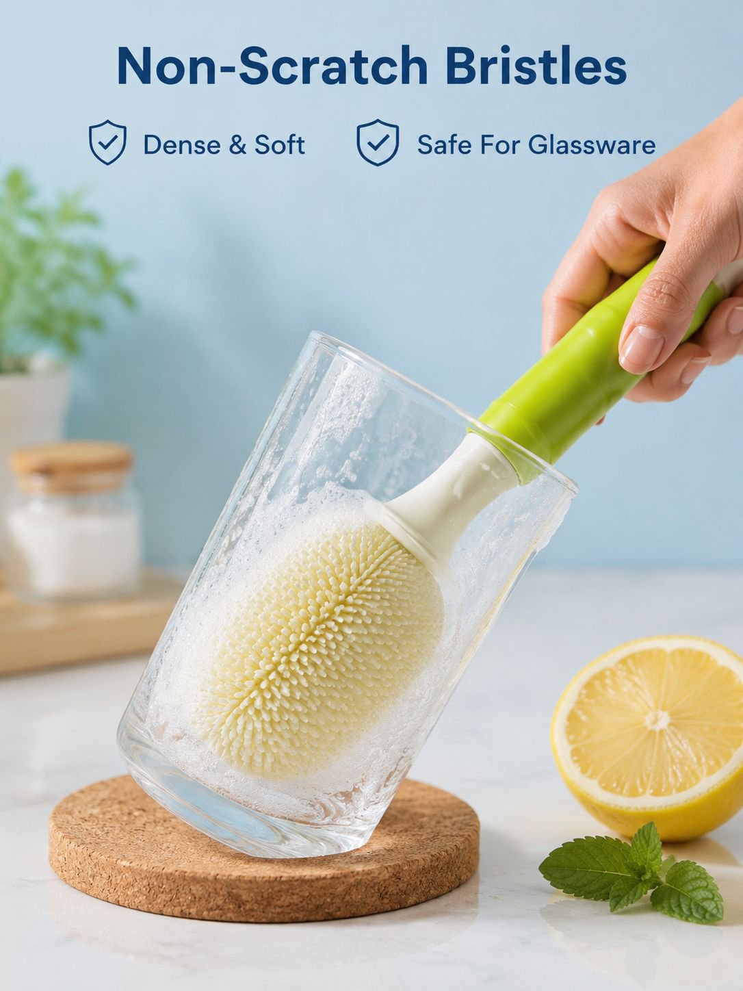 6-in-1 Multipurpose Bottle Brush with Long Handle, Suitable for Bottles, Cups, and Thermos