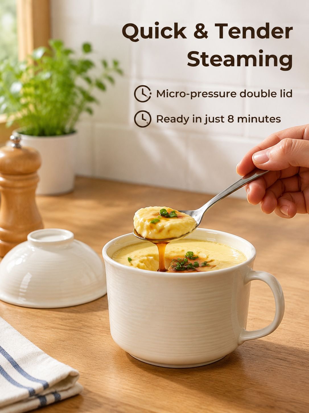Durable white ceramic cup for steaming
