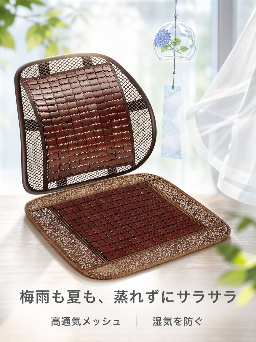 夏用竹製ランバーサポート。通気性の良いメッシュ素材を使用し、家庭、オフィス、車、麻雀マットなど様々な場所で使用できます。