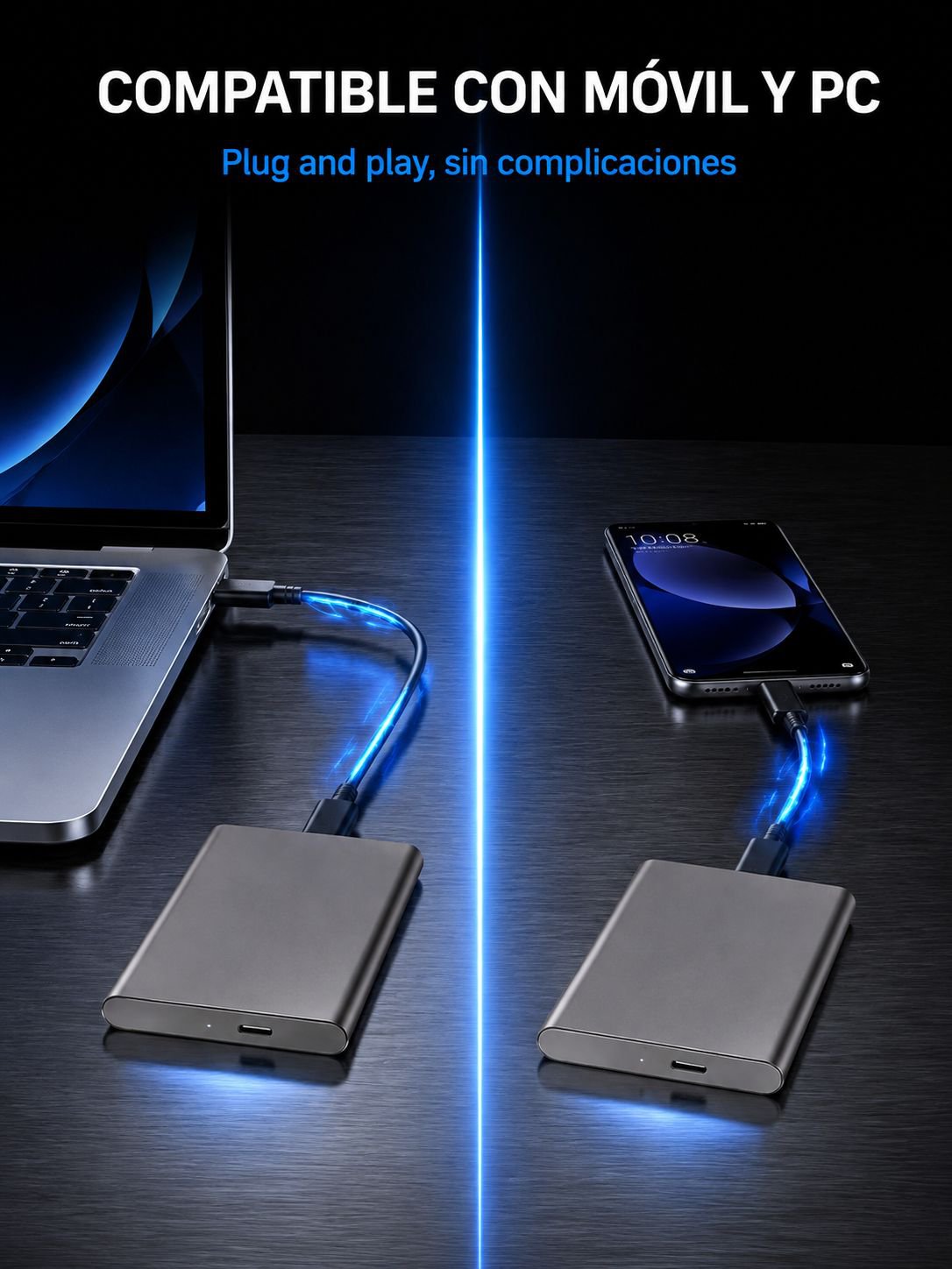 Transferencia de datos veloz con disco duro externo