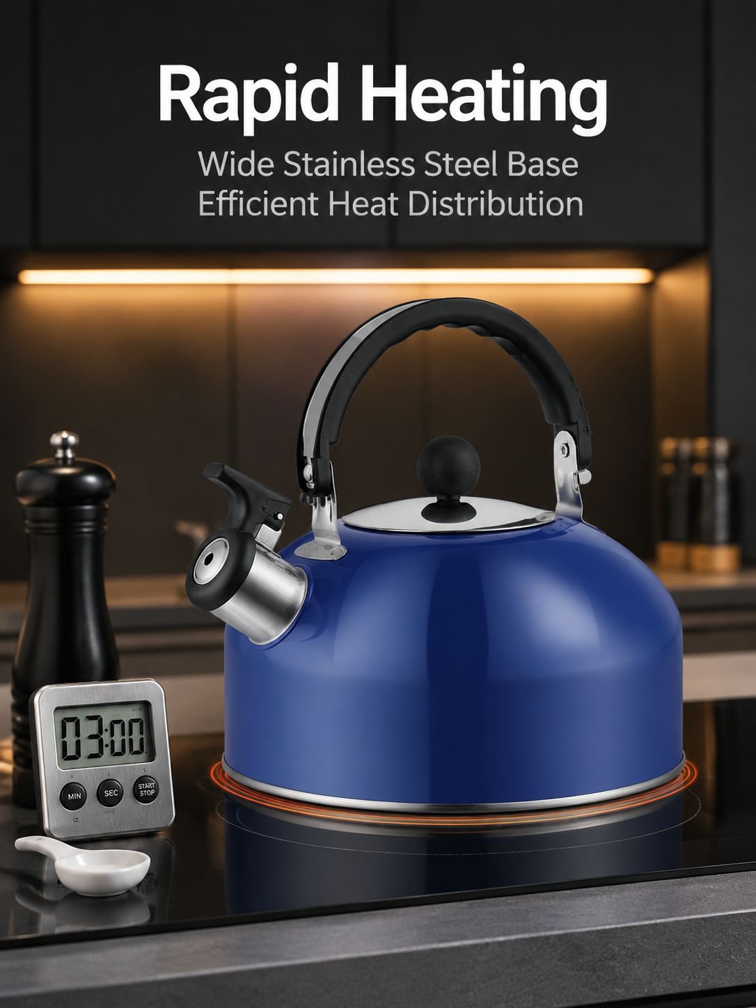 Flat-bottomed stainless steel kettle