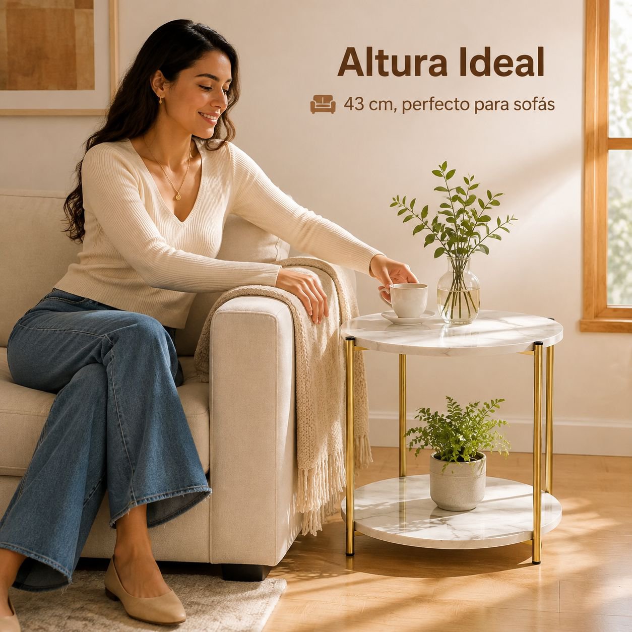 Sofá minimalista, mesa de centro para sala de estar