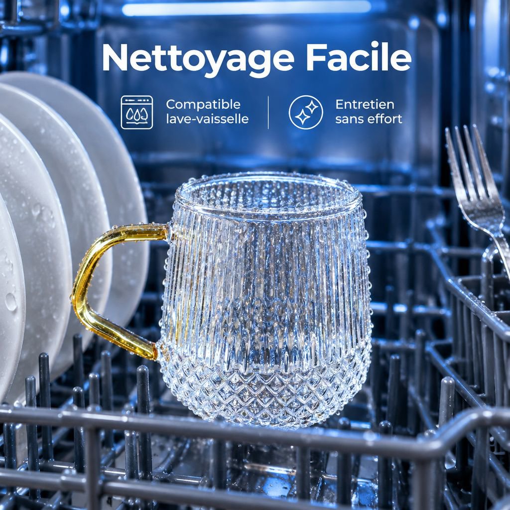 Tasse transparente adaptée au café, au thé et aux infusions