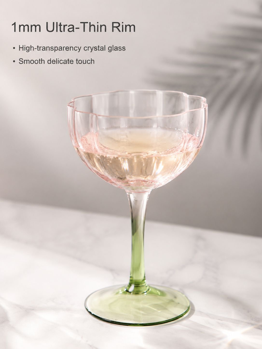 Crystal glass high footed red wine glass short petal champagne glass
