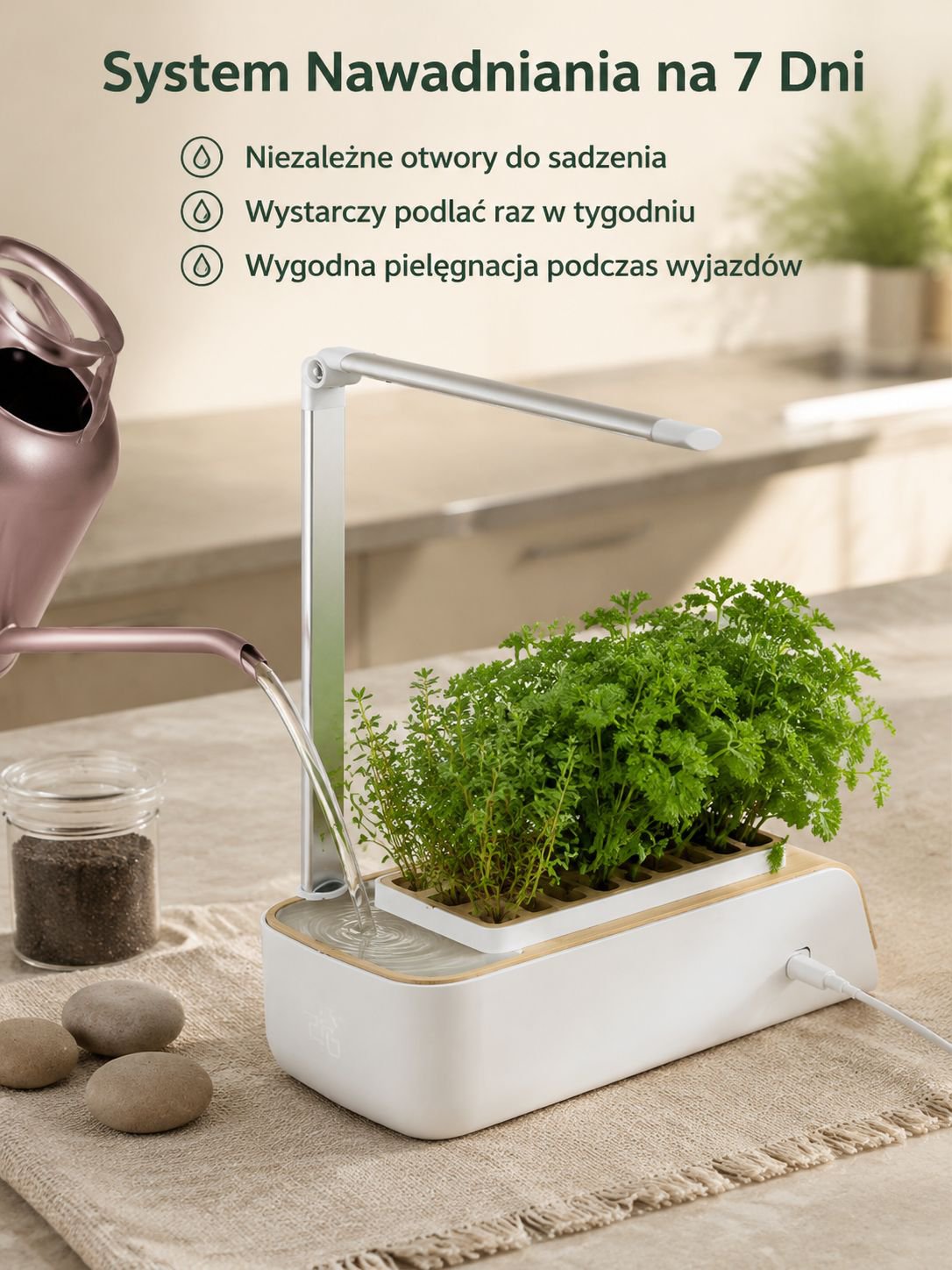 Domowy zestaw do uprawy roślin z lampą LED