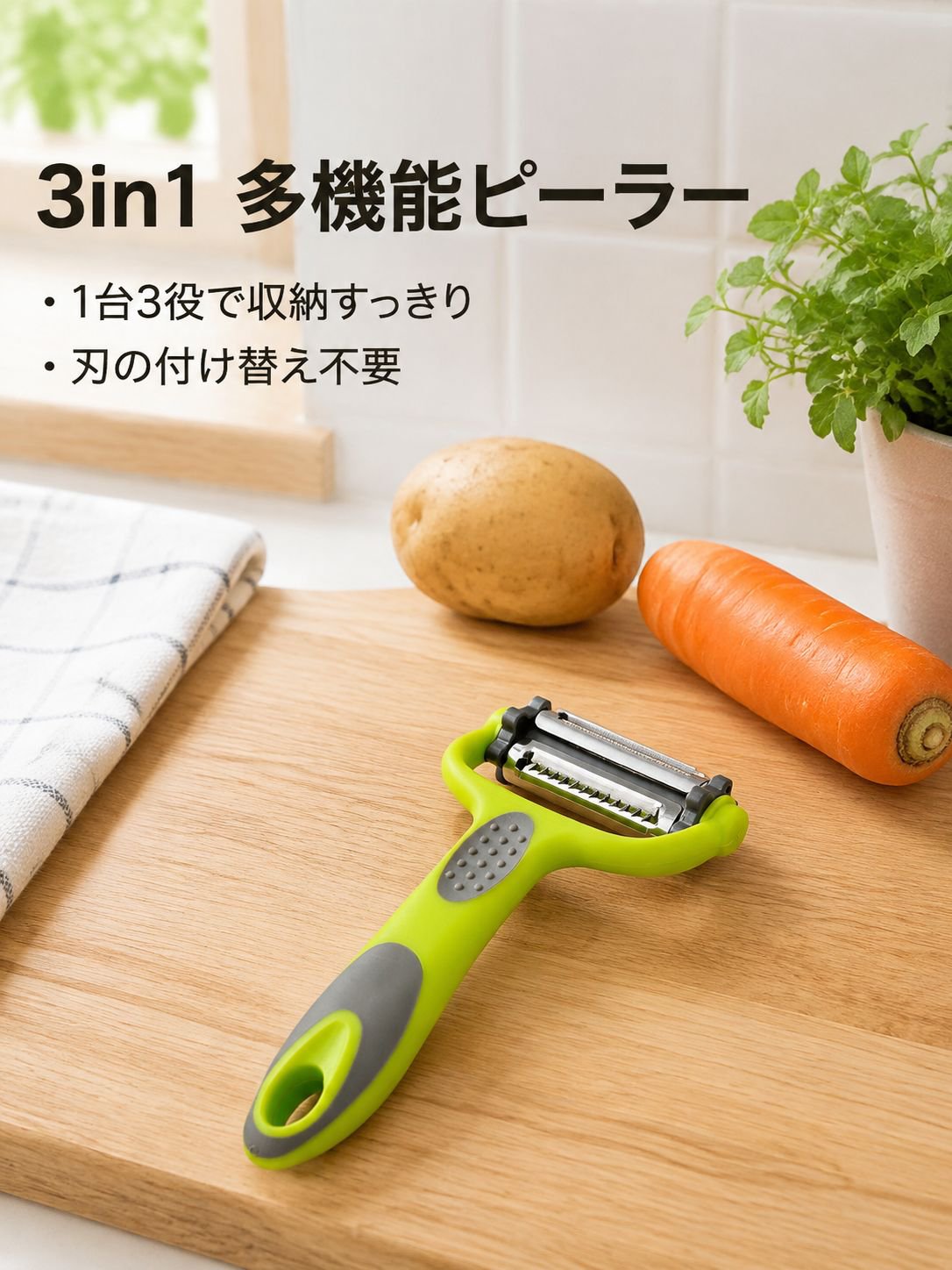 3-in-1多機能フルーツ＆野菜ピーラー