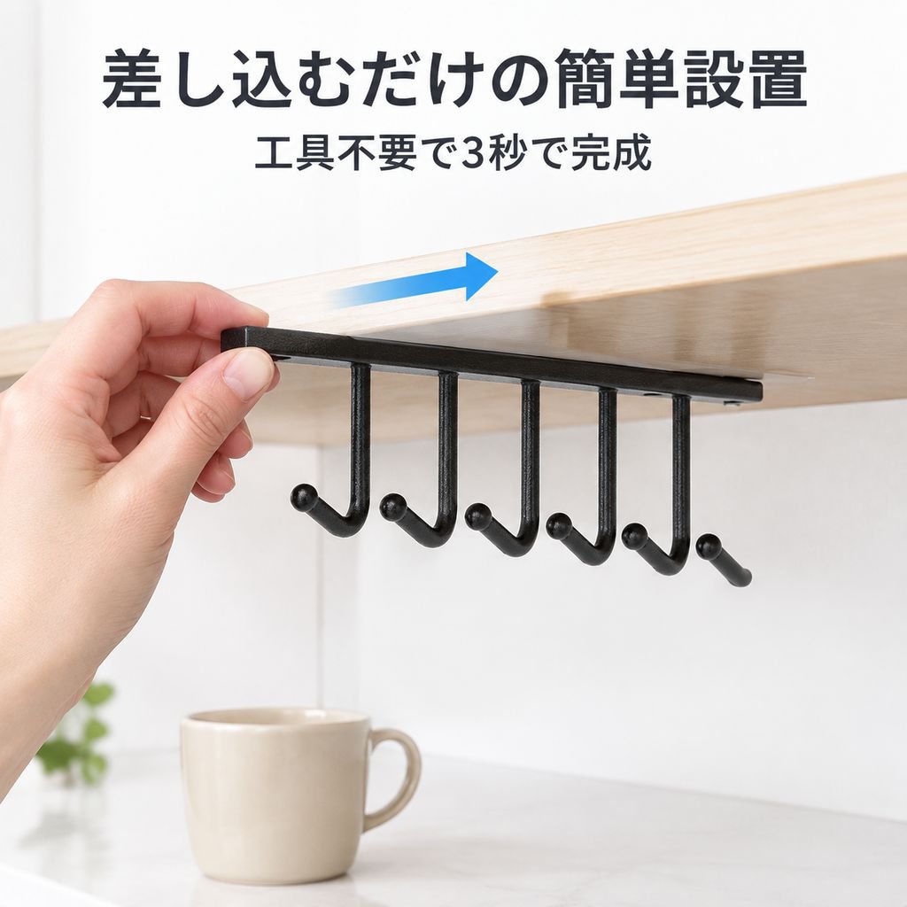 穴開け不要吊り下げキャビネットレールフック収納ラック
