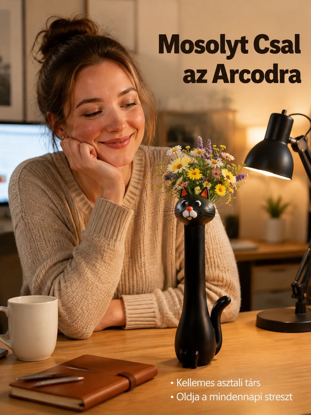 Kreatív macska-kutya formájú gyanta váza lakásdísz
